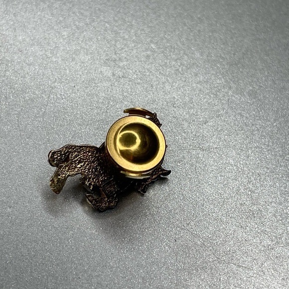 Vintage Soldier Riding Horse Cavalry Lapel Pin Gold Tone Metal Silhouette - Picture 2 of 3